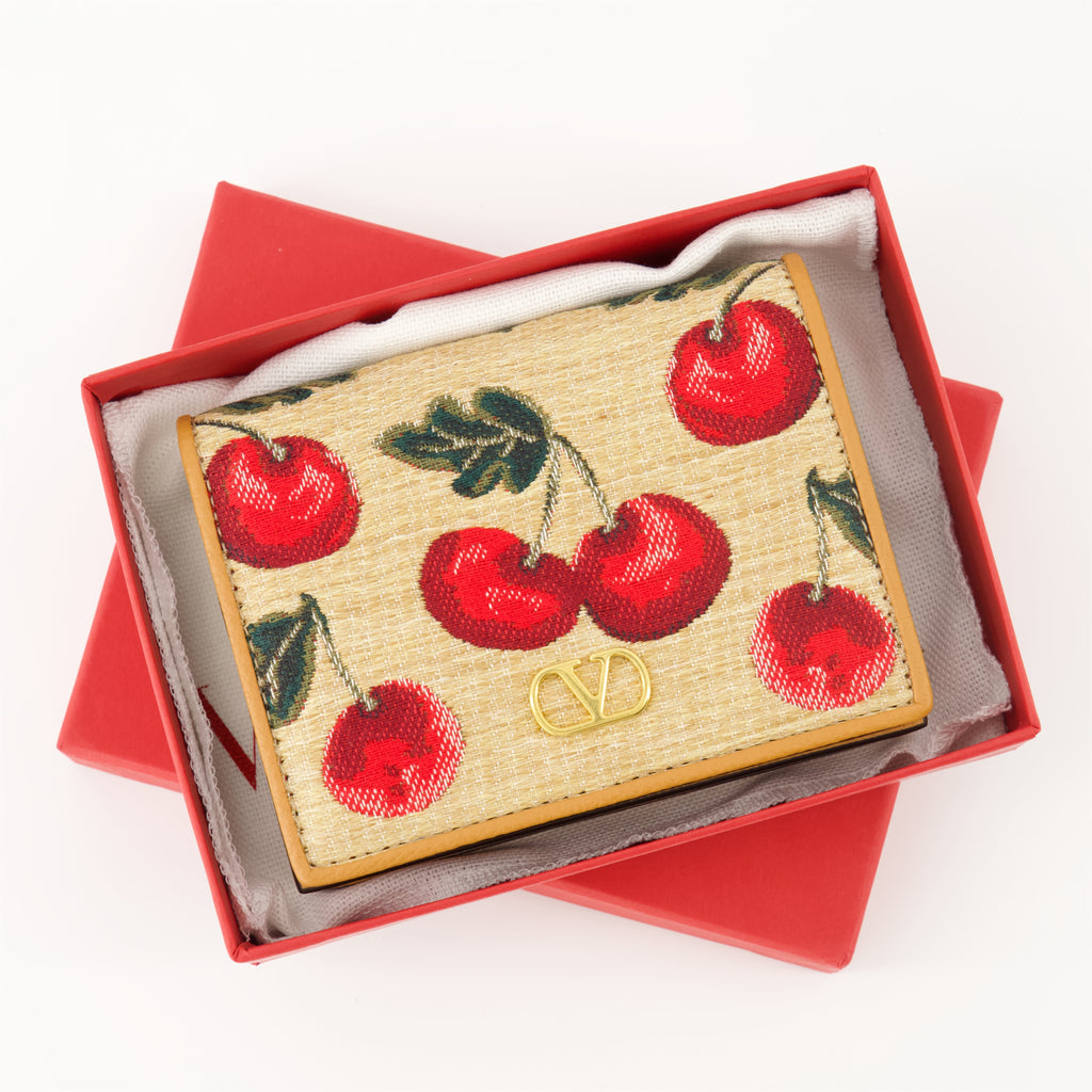 Vlogo wallet, Valentino Garavani accessory, raffia wallet, designer wallet, women's wallet