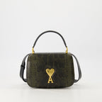 green leather bag, embossed leather bag, unisex handbag, AMI Paris accessories, Spring-Summer collection
