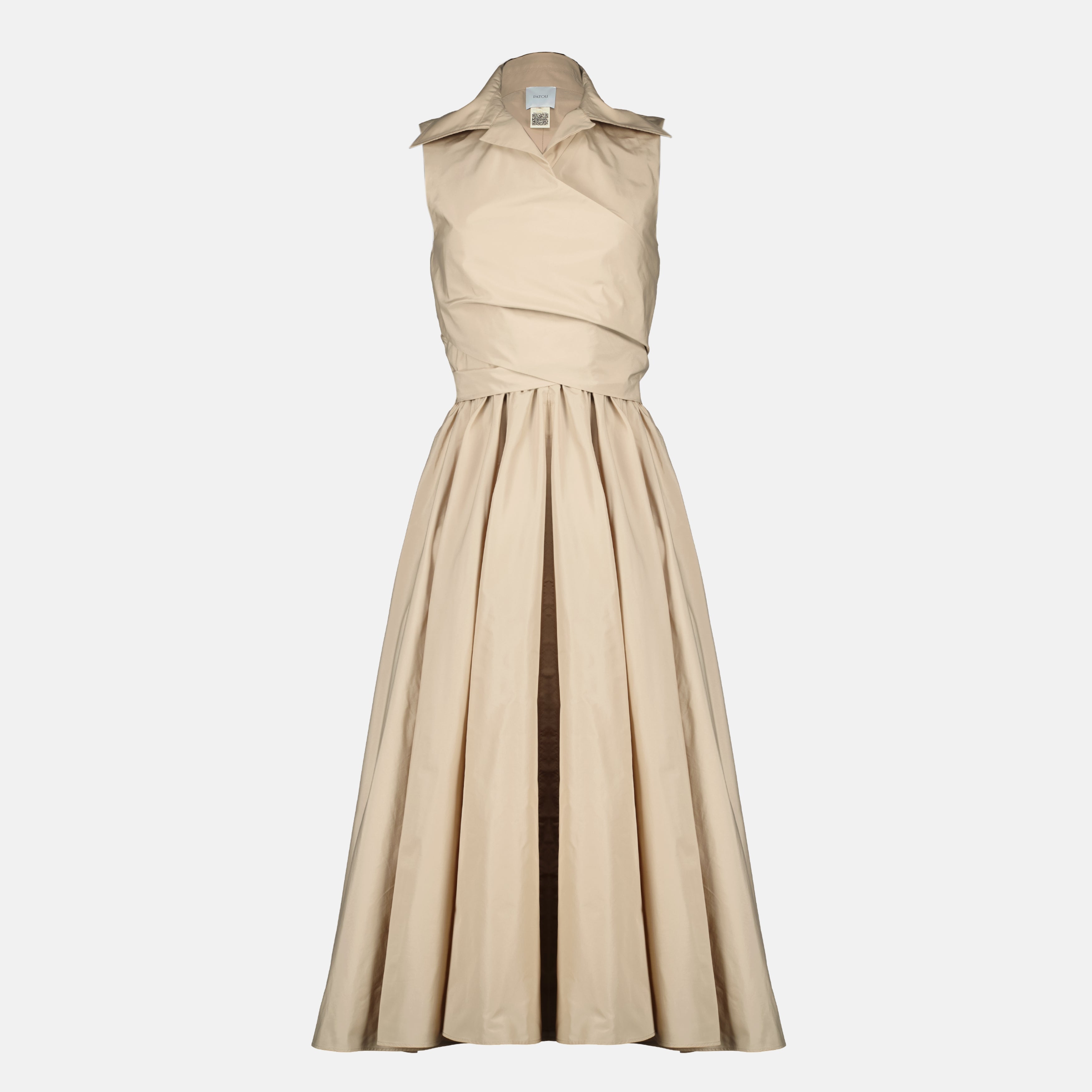Image of Draped Dress in Recycled Faille by Patou for Women - Season Spring-Summer 2026 - Front View