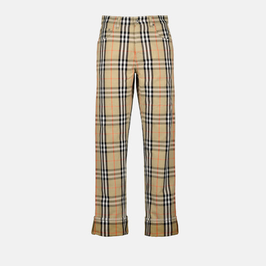 beige check pants, Fall-Winter 2024, cotton pants, check pattern trousers, elegant men's clothing