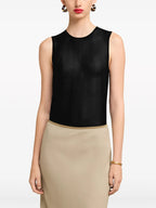 Image du top en georgette de soie noire d'Ami PARIS pour femmes - Saison Printemps-Été 2024 - Détail Vue 7