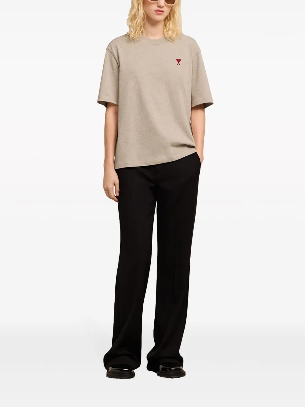 Beige T-shirt with Heart Logo