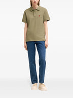 Light Green Polo, Ami de Coeur Polo, AMI Paris Clothing, Luxury Polo Shirt, Designer Polo