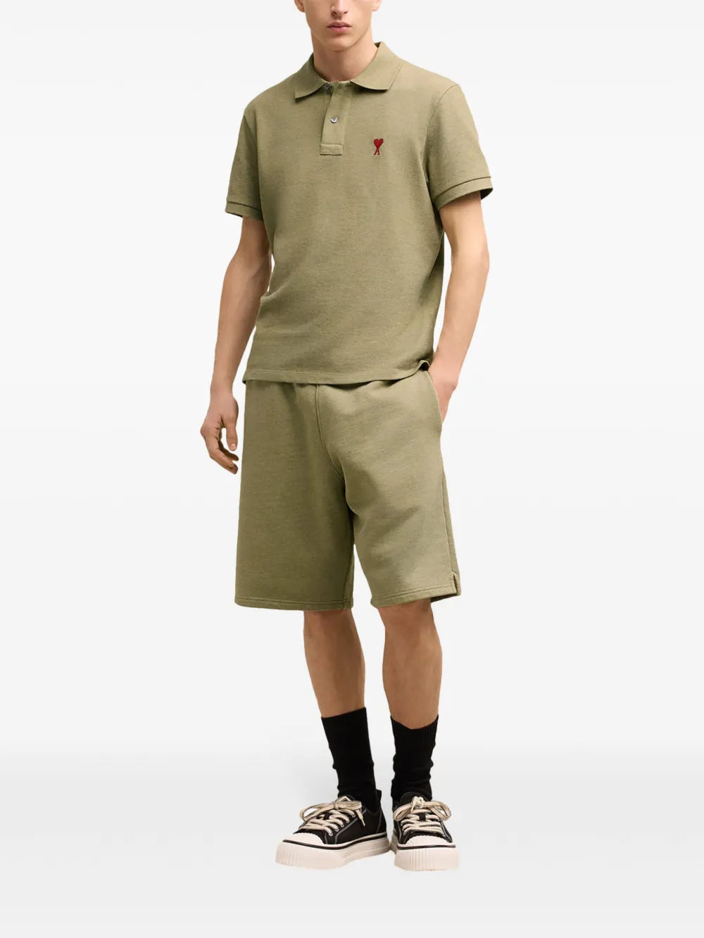 Light Green Polo, Ami de Coeur Polo, AMI Paris Clothing, Luxury Polo Shirt, Designer Polo