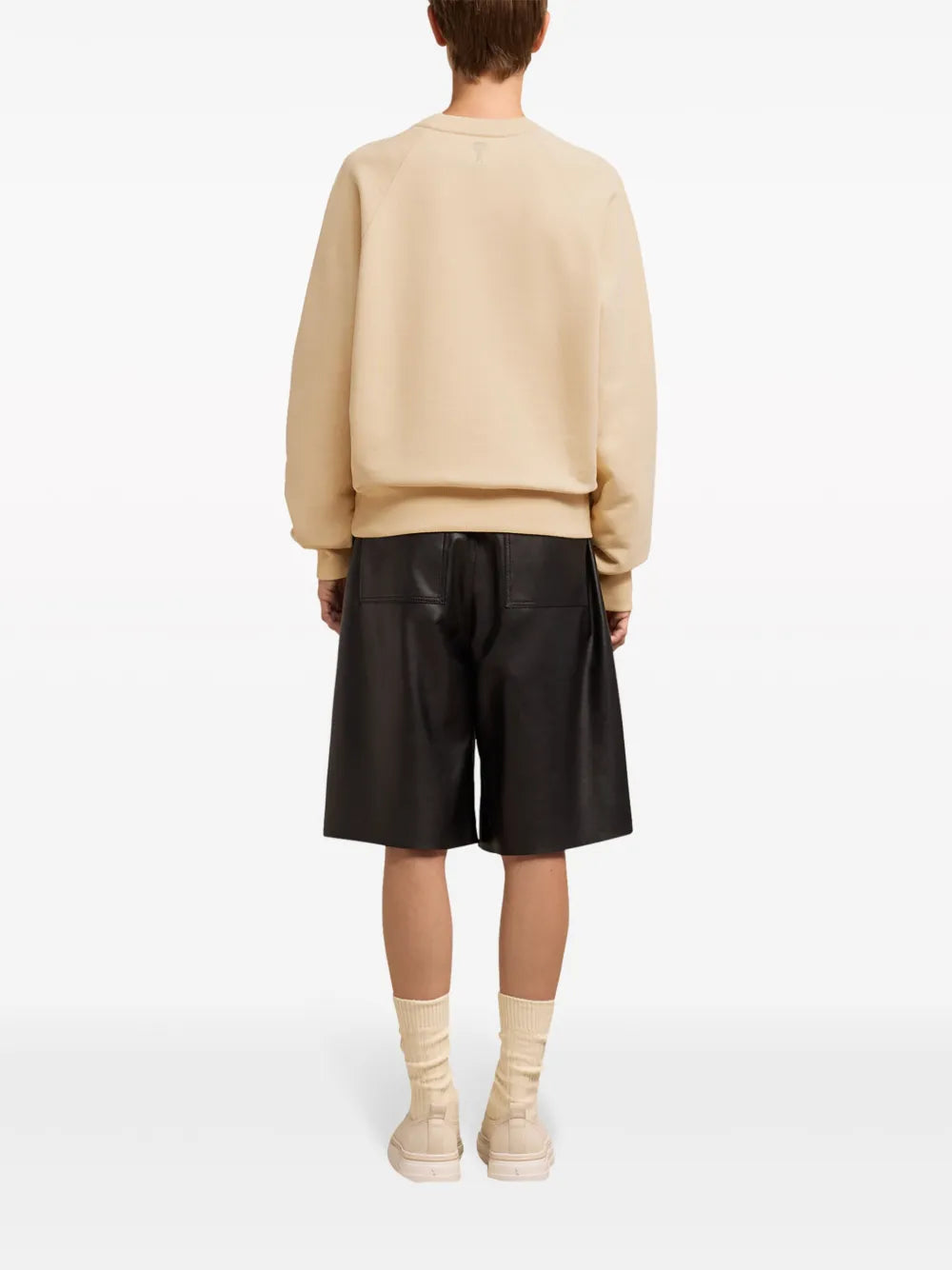 ベージュ刺繍入りスウェットシャツ