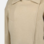 wool jacket, beige jacket, women's outerwear, pointed lapel jacket, fashion jacket