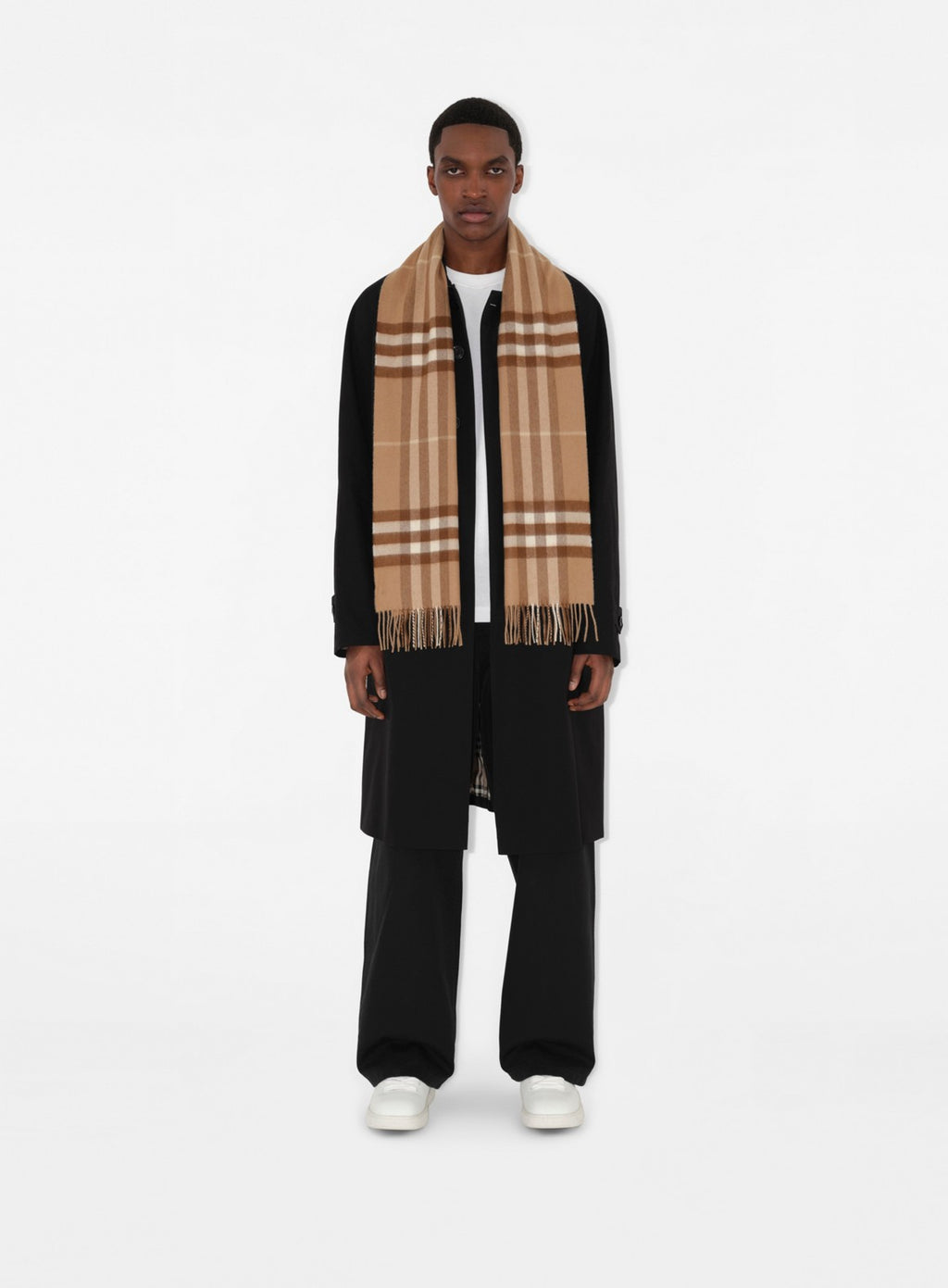 Burberry Scarf, Cashmere, Brown Check, Luxury Accessory, Fringed Edges