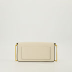 VLogo Clutch, Ivory Leather Bag, Valentino Accessory, Chain Strap Clutch, Grained Leather Purse