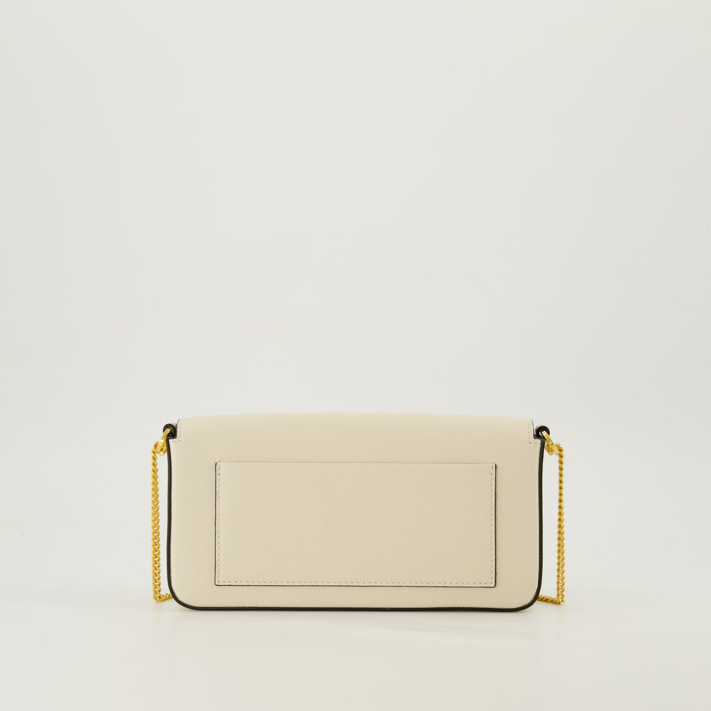 VLogo Clutch, Ivory Leather Bag, Valentino Accessory, Chain Strap Clutch, Grained Leather Purse