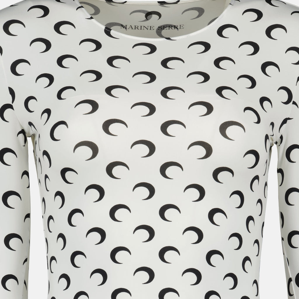 Marine Serre, Jersey Top, Moon Print, Long Sleeve Top, Autumn-Winter Collection