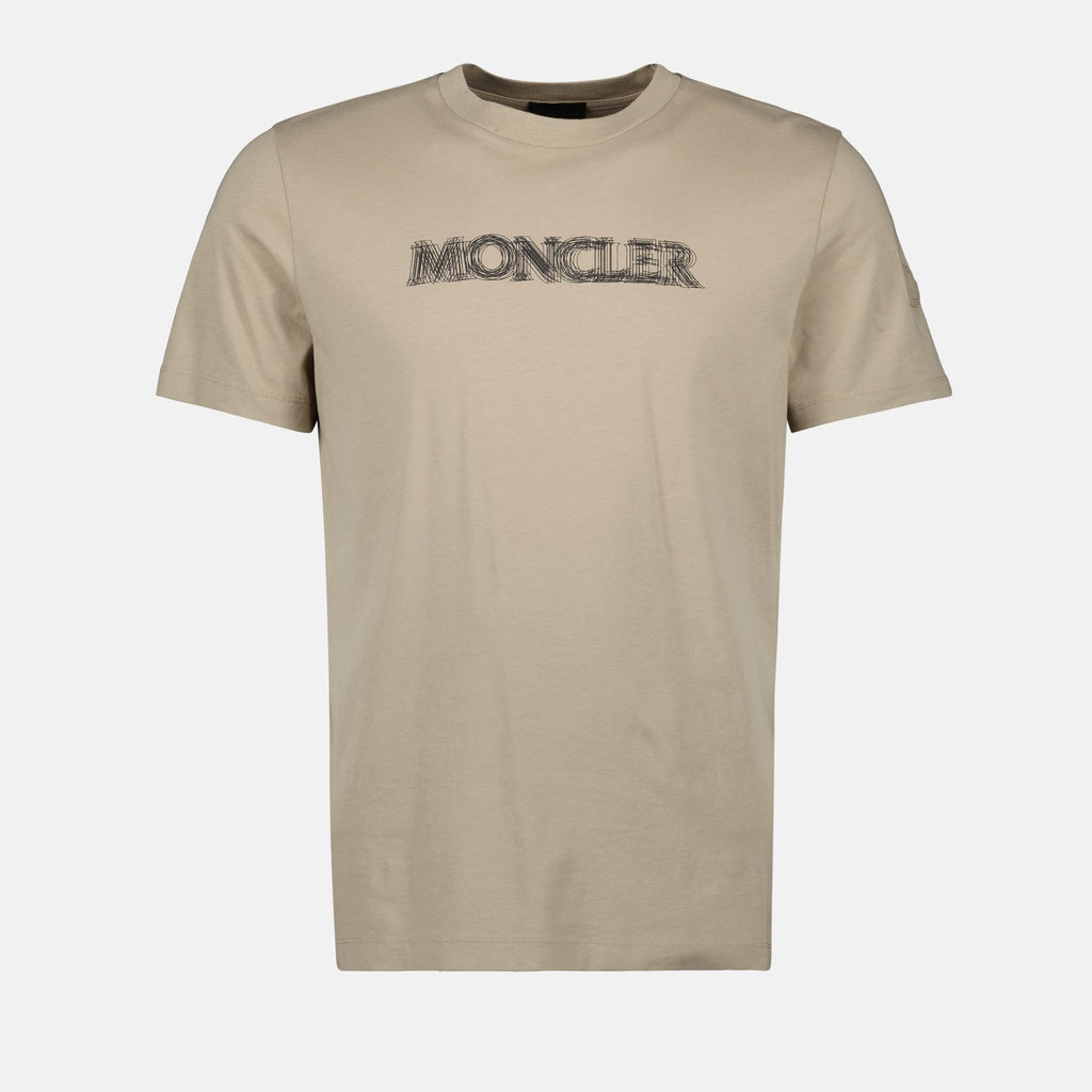 Imagem da T-Shirt Logo Canelado da Moncler para Homens - Temporada Primavera-Verão 2025 - Vista Frontal