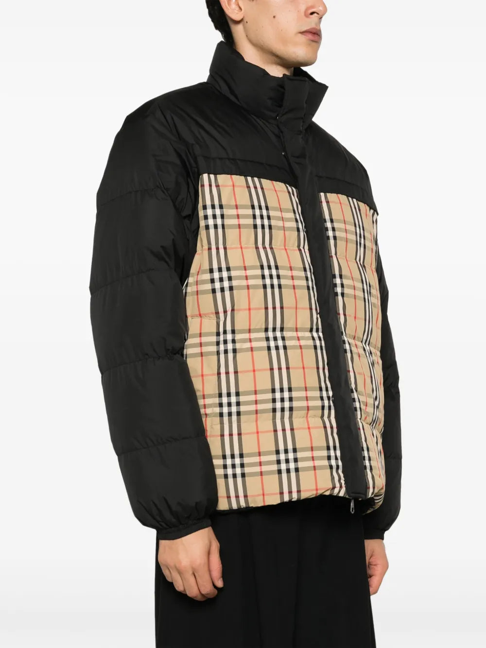 Reversible Black Check Down Jacket