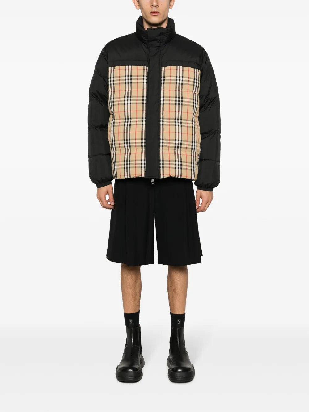 Reversible Black Check Down Jacket