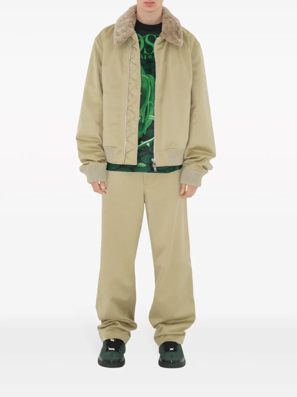 Blouson aviateur en coton avec col en fourrure