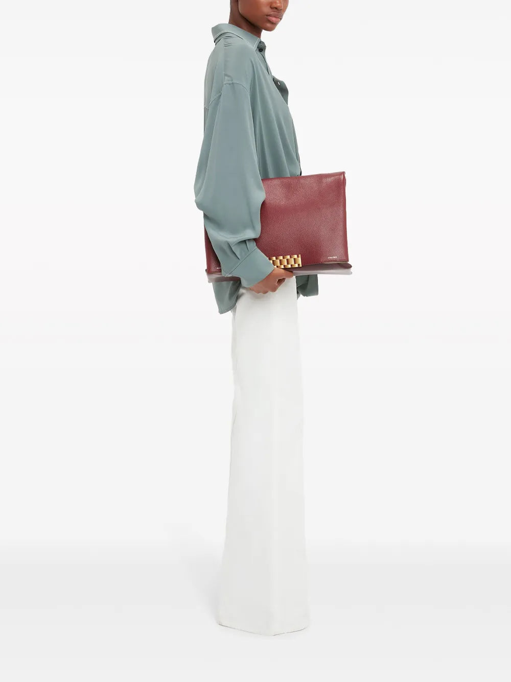 ラインドブルーブラウス