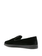 luxury loafers, black velvet shoes, Prada footwear, elegant suede loafers, men's designer shoes