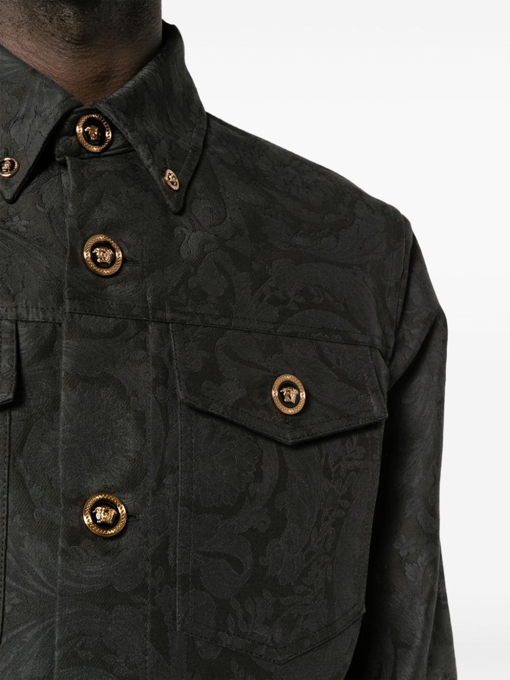 Barocco, Versace, luxury shirt jacket, black baroque jacket, refined menswear