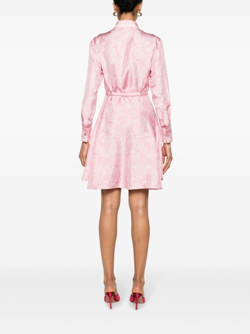 Versace dress, Barocco print, silk shirt dress, luxury womenswear, designer fashion
