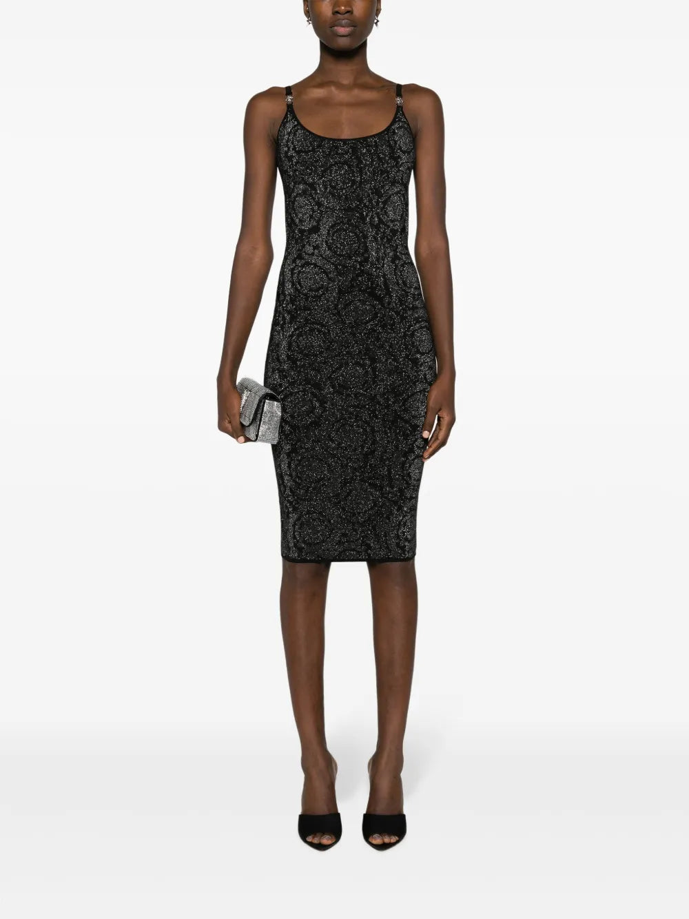 Versace, Barocco dress, Lurex dress, luxury fashion, mid-length dress