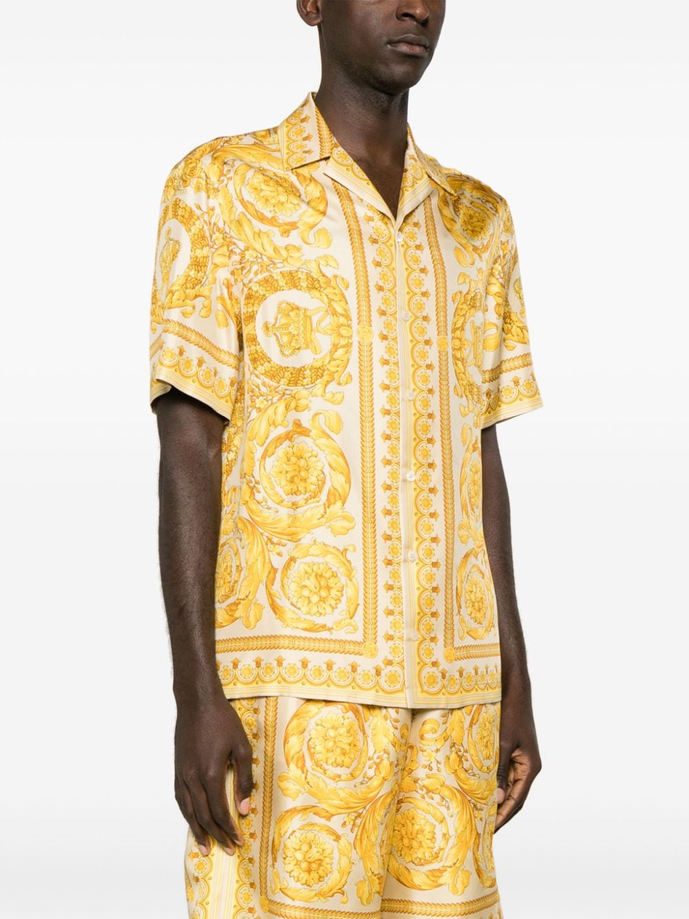 Versace silk shirt, Barocco pattern, luxury men's fashion, high-end wardrobe, Versace Barocco