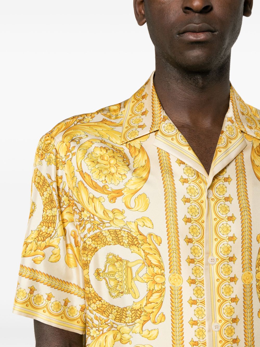 Versace silk shirt, Barocco pattern, luxury men's fashion, high-end wardrobe, Versace Barocco