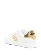 Versace sneakers, White Greca sneakers, Luxury embroidered shoes, Designer footwear, High-end fashion sneakers