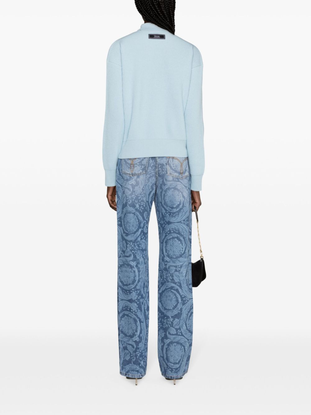 Versace jeans, Barocco print jeans, straight-leg jeans, luxury denim, designer jeans