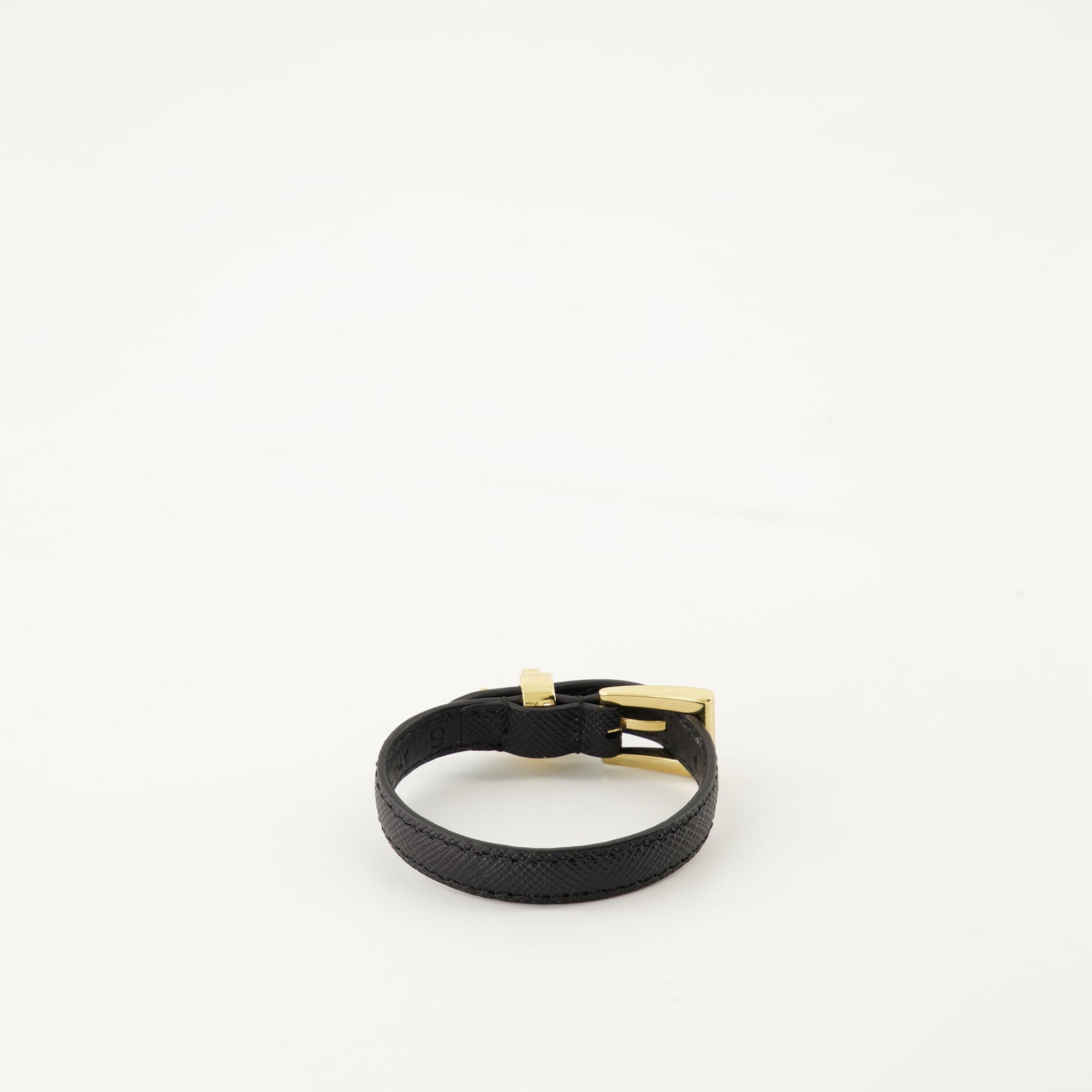 Saffiano leather bracelet, Prada bracelet, black leather accessory, luxury women's accessory, Autumn-Winter 2024 collection