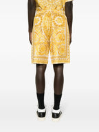 Versace shorts, Silk Barocco print, luxury fashion, designer shorts, summer wardrobe