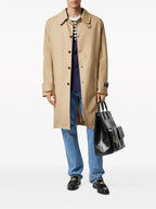 Beige Gabardine Trench Coat with Barocco Embellishments