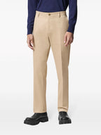 Beige Straight-Leg Pants