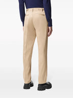 Beige Straight-Leg Pants