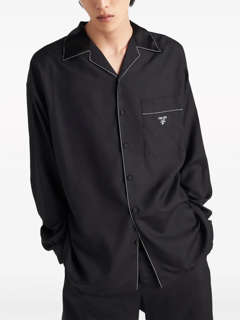 prada dress shirt Prada Milano Vintage Mens Black Button Shirt Long Sleeve Medium Designer Luxury