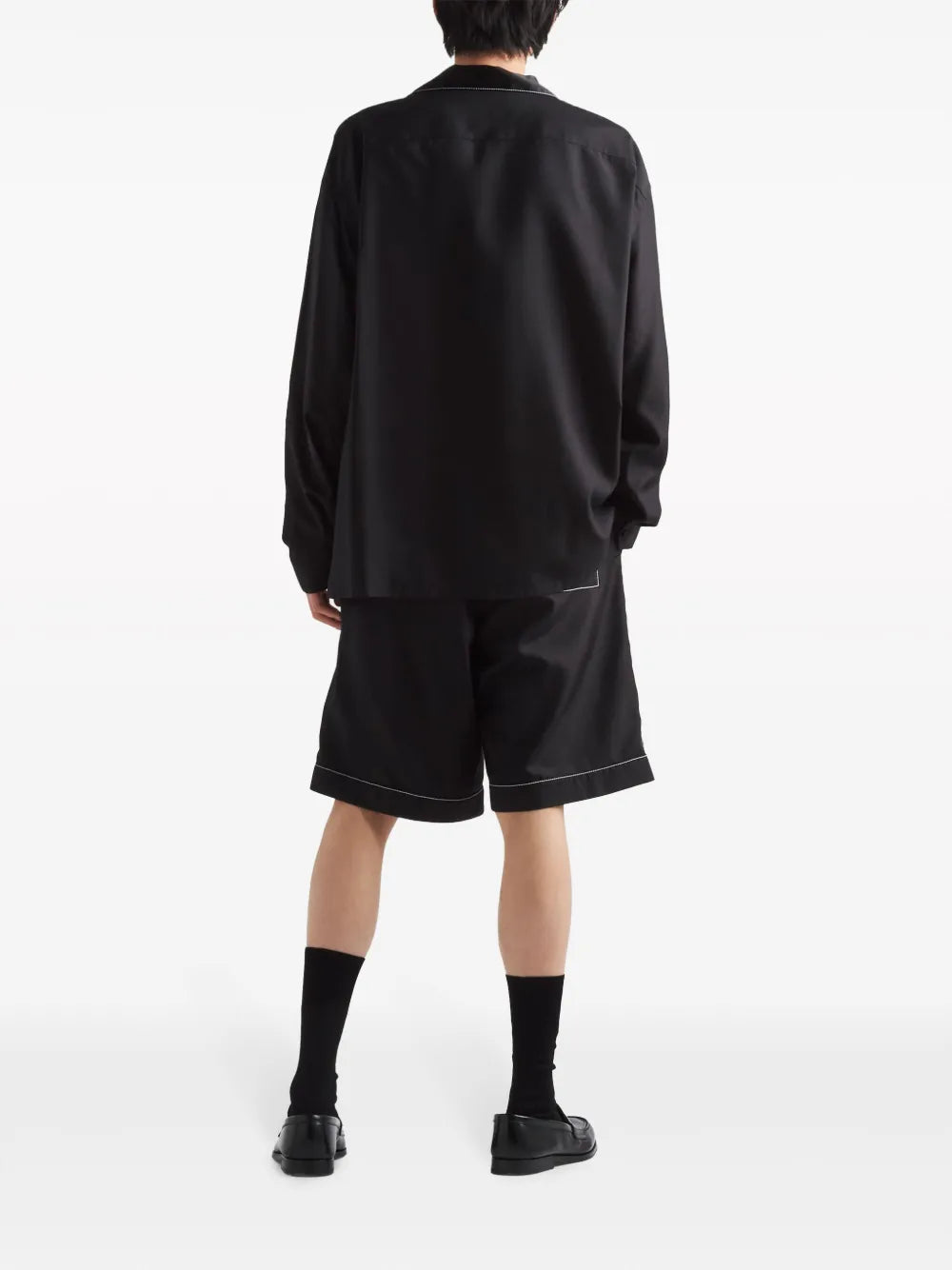 Camisa elegante em seda preta Prada homem