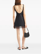 Image d'une robe noire en laine courte de Prada pour femmes - Saison Printemps-Été 2024 - Détail 1