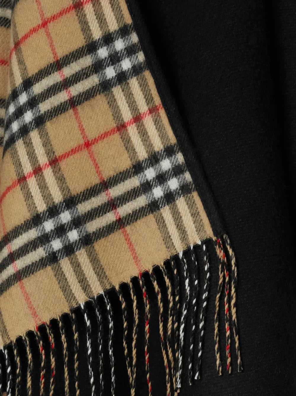 ブラックウールチェックポンチョ