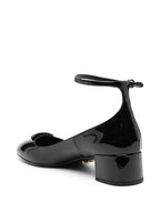 Prada heels, patent leather shoes, triangle logo heels, luxury footwear, Italian designer shoes