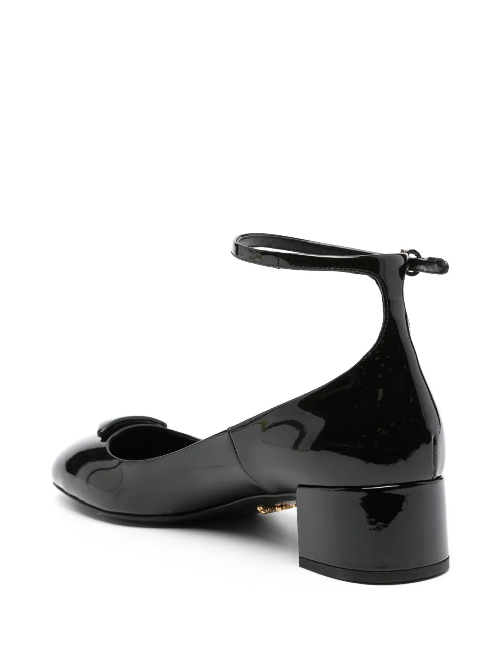 Prada heels, patent leather shoes, triangle logo heels, luxury footwear, Italian designer shoes