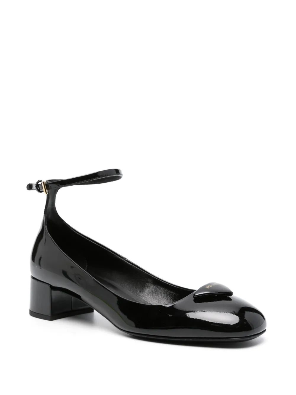 Prada heels, patent leather shoes, triangle logo heels, luxury footwear, Italian designer shoes