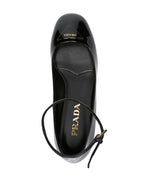 Prada heels, patent leather shoes, triangle logo heels, luxury footwear, Italian designer shoes