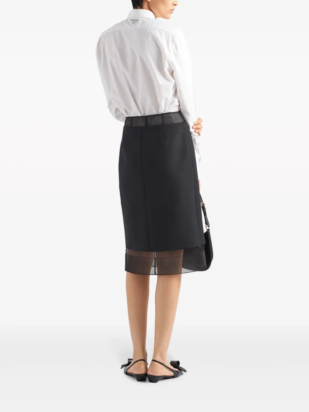 Jupe midi en laine et crinoline