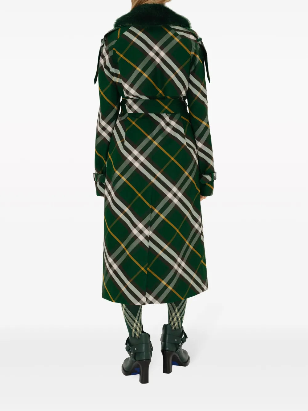 Green Plaid Trench Coat