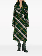 Green Plaid Trench Coat