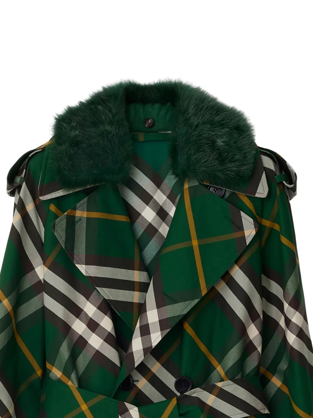 Green Plaid Trench Coat
