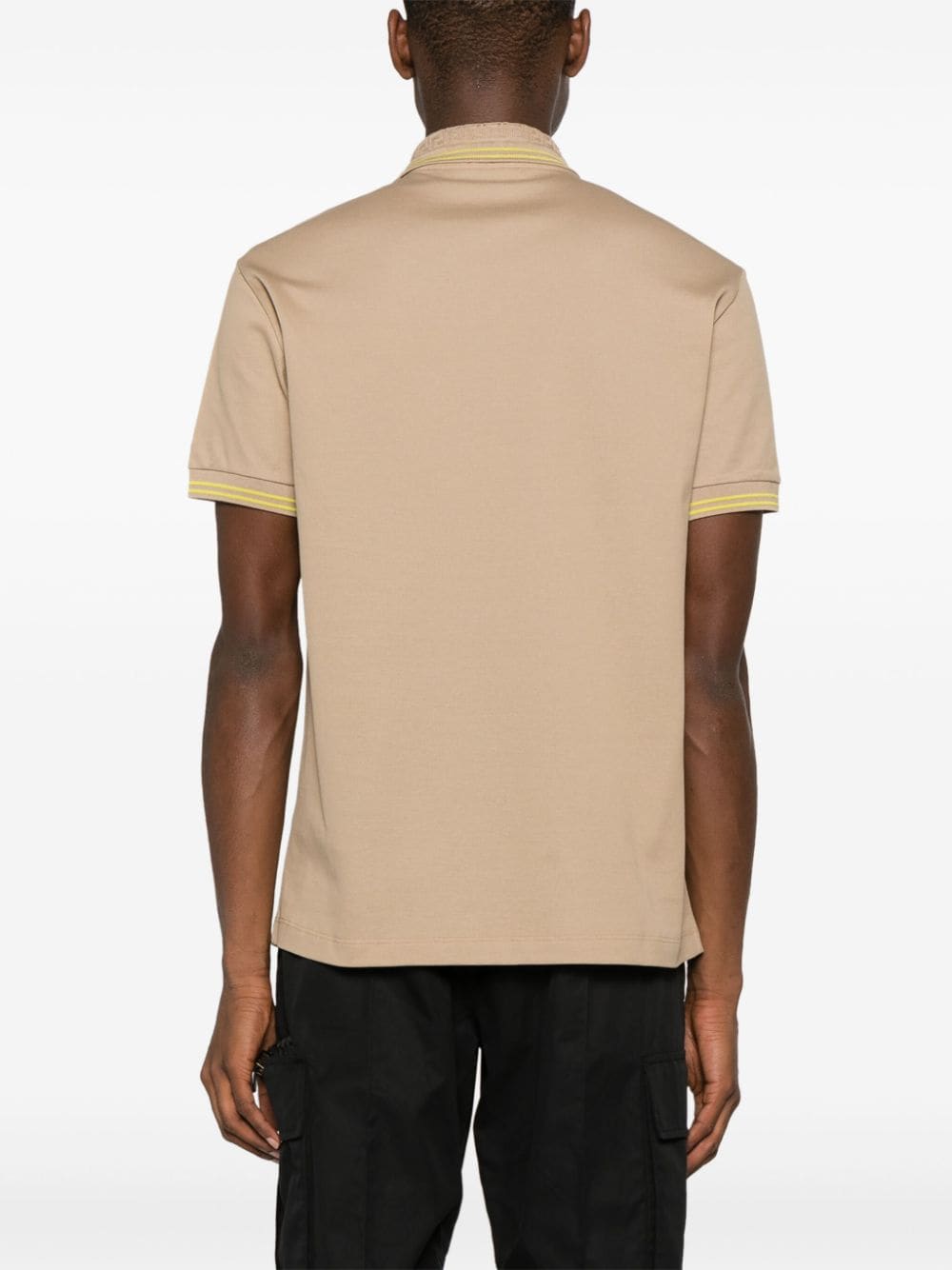 Versace, Polo Medusa, luxury polo, beige and yellow polo shirt, designer menswear