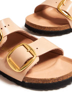 Birkenstock sandals, luxury footwear, big buckle sandals, patent leather sandals, high-end comfort