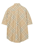 베이지 체크 셔츠