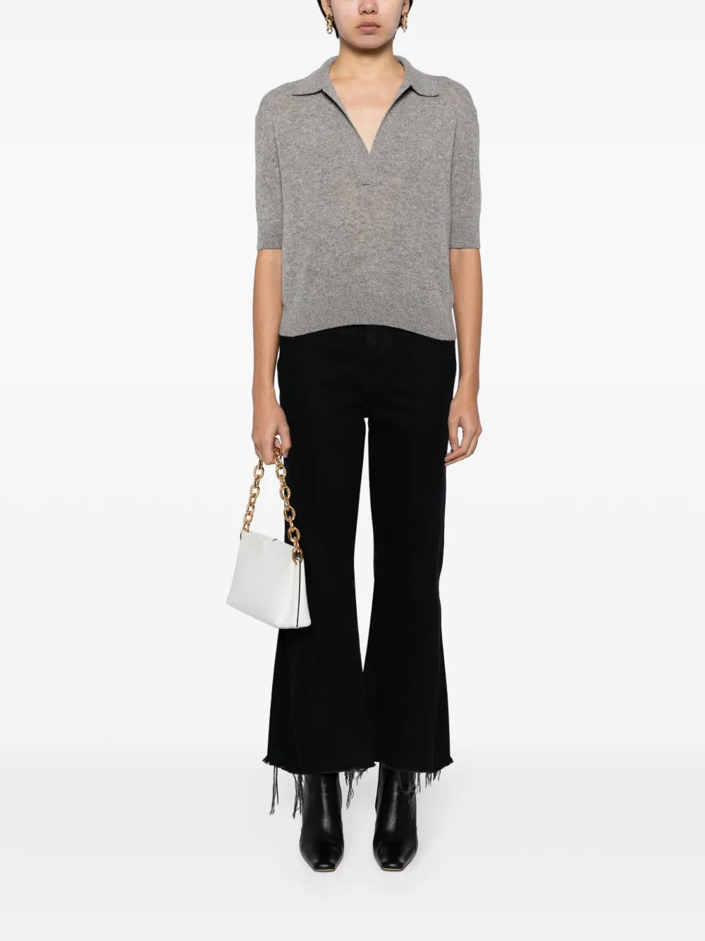 cashmere polo, Khaite clothing, cropped top, women's fashion, designer cashmere