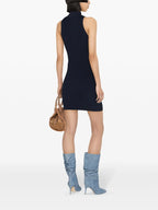 Vestido Canelado de Cuello Alto