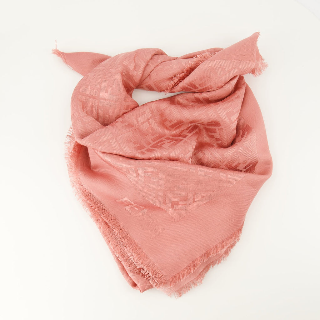 Fendi shawl, pink shawl, silk and wool shawl, FF print shawl, designer accessories